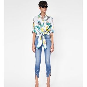 Zara jeans with pearls